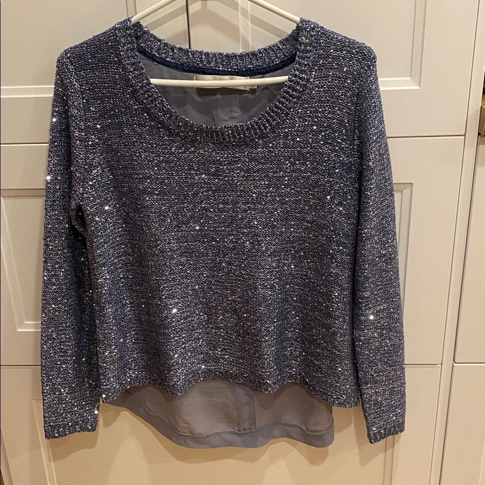 CONTEMPORAINE by Simons Women's Blue Sweater with silver sparkles Size Medium